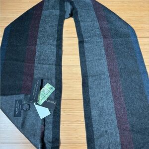 The Men's Store Gray and Blue Striped Scarf